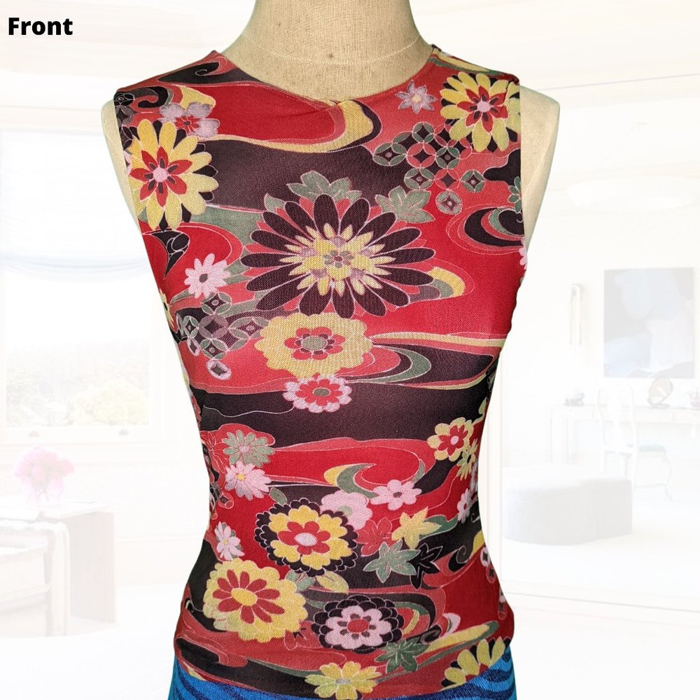 Floral Multi-Colored Sleeveless Top
